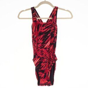Speedo Womens Swim Suit Tall Size 32 One Piece Tank Red Black Super Pro ProLT 